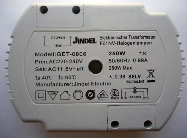JINDEL GET-0806 250w ELECTRONIC TRANSFORMER (DISCONTINUED) - SaveMyLight