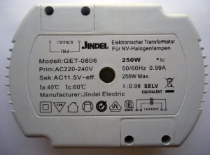 JINDEL GET-0806 250w ELECTRONIC TRANSFORMER (DISCONTINUED)