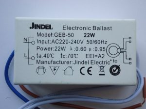 JINDEL GEB-50 22W ELECTRONIC BALLAST (DISCONTINUED)