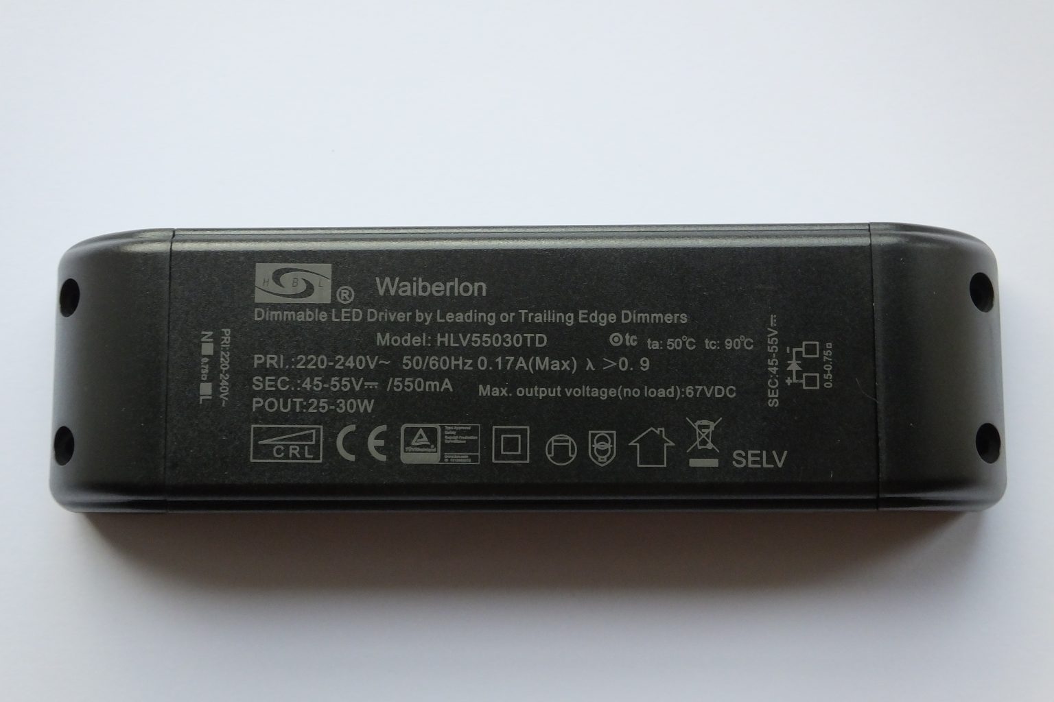WAIBERLON HLV55030TD DIMMABLE CONSTANT CURRENT LED DRIVER - SaveMyLight
