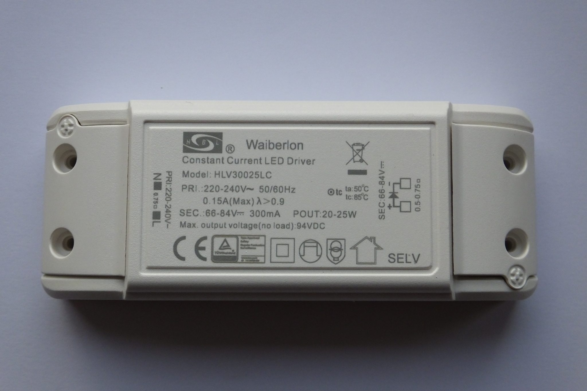 WAIBERLON HLV30025LC CONSTANT CURRENT LED DRIVER SaveMyLight