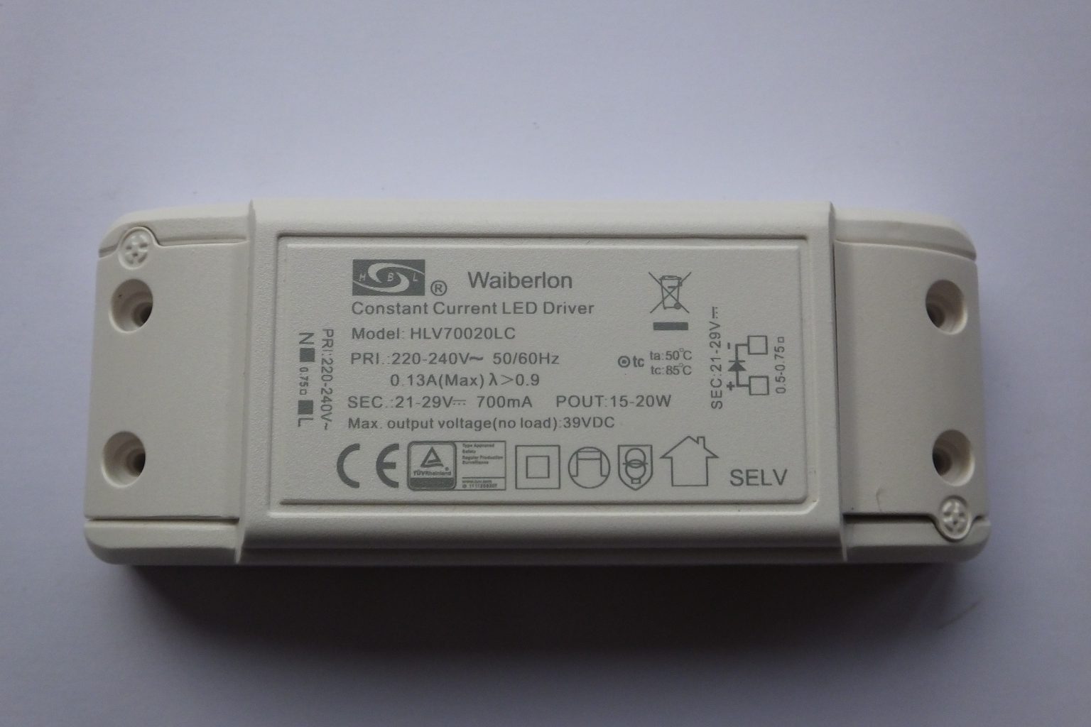 WAIBERLON HLV70020LC CONSTANT CURRENT LED DRIVER - SaveMyLight