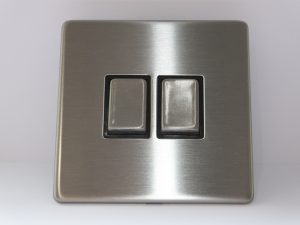 STAINLESS STEEL SCREWLESS TWIN LIGHT SWITCH