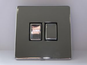 POLISHED CHROME SCREWLESS TWIN LIGHT SWITCH