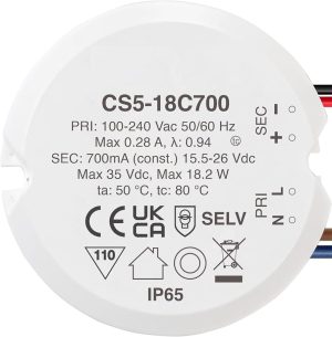 EAGLERISE CS5-18C700 LED DRIVER CONSTANT CURRENT (REPLACES EBP018C0700CHP)